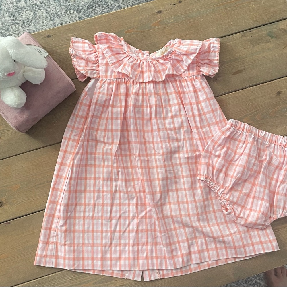 EUC TBBC Checkered Kids matching dress and bloomers set